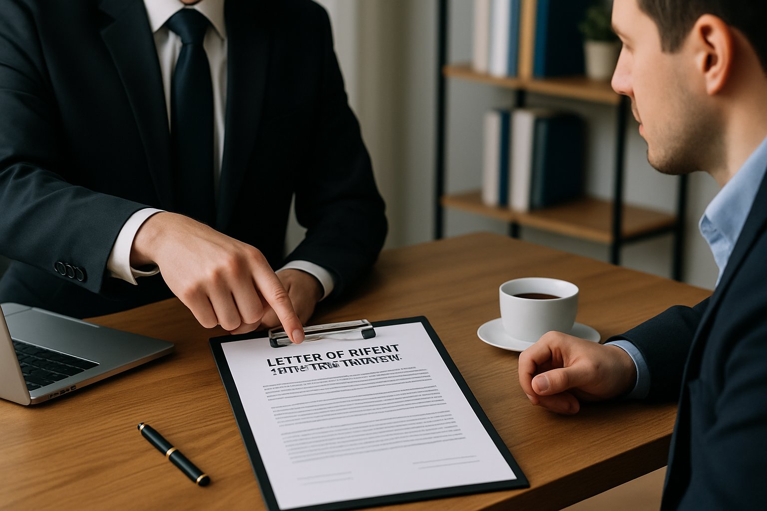 Letter of Intent to Purchase Business: Complete Guide & Key Steps 2 Two business professionals discussing a document in a modern office setting.