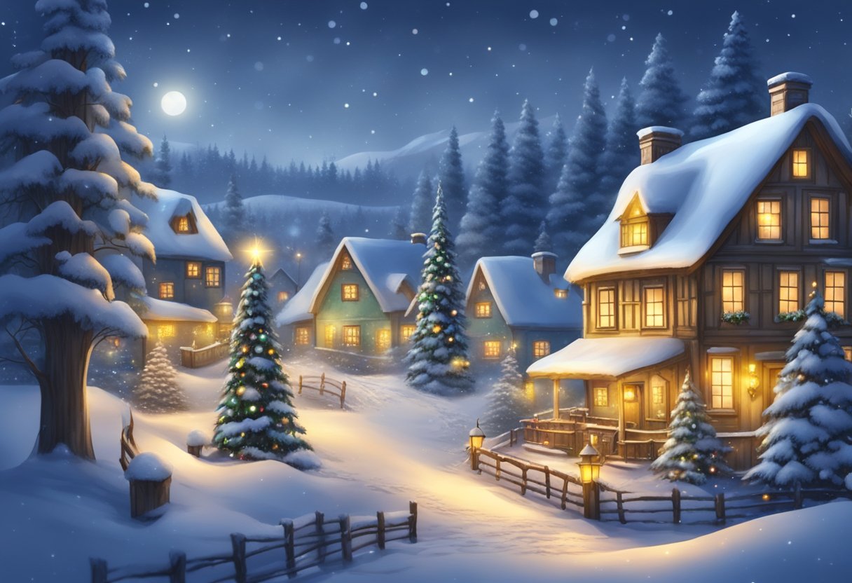 Christmas time, houses with snow