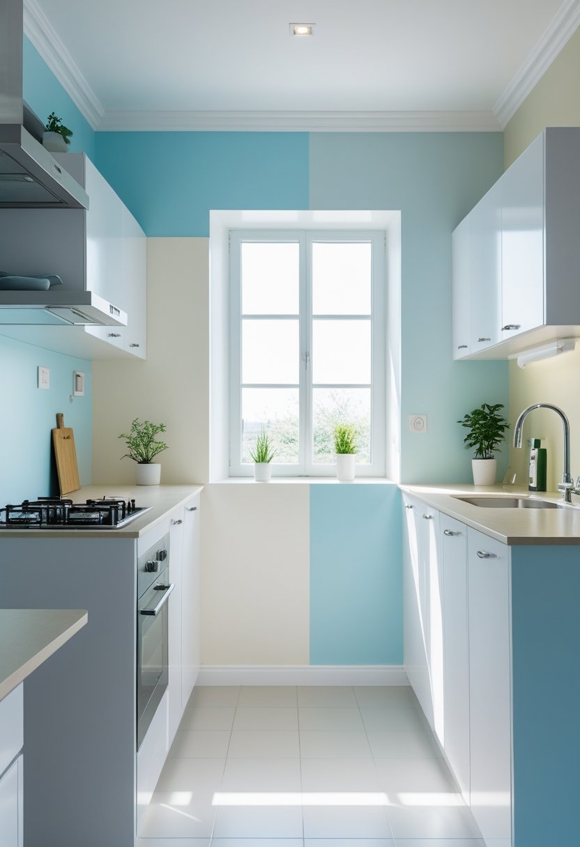 A small kitchen with light-colored walls and natural light, making the space appear open and spacious.