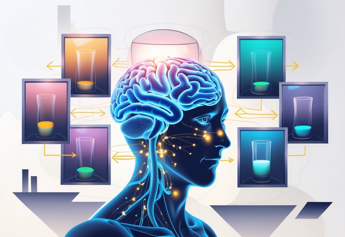 A human brain surrounded by several frames showing the same object presented differently, illustrating how presentation influences perception.