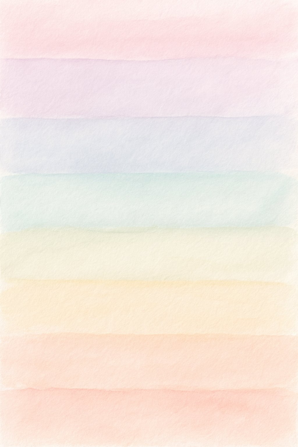 A background with soft horizontal pastel rainbow stripes in gentle shades of pink, purple, blue, green, yellow, peach, and coral on a white surface.