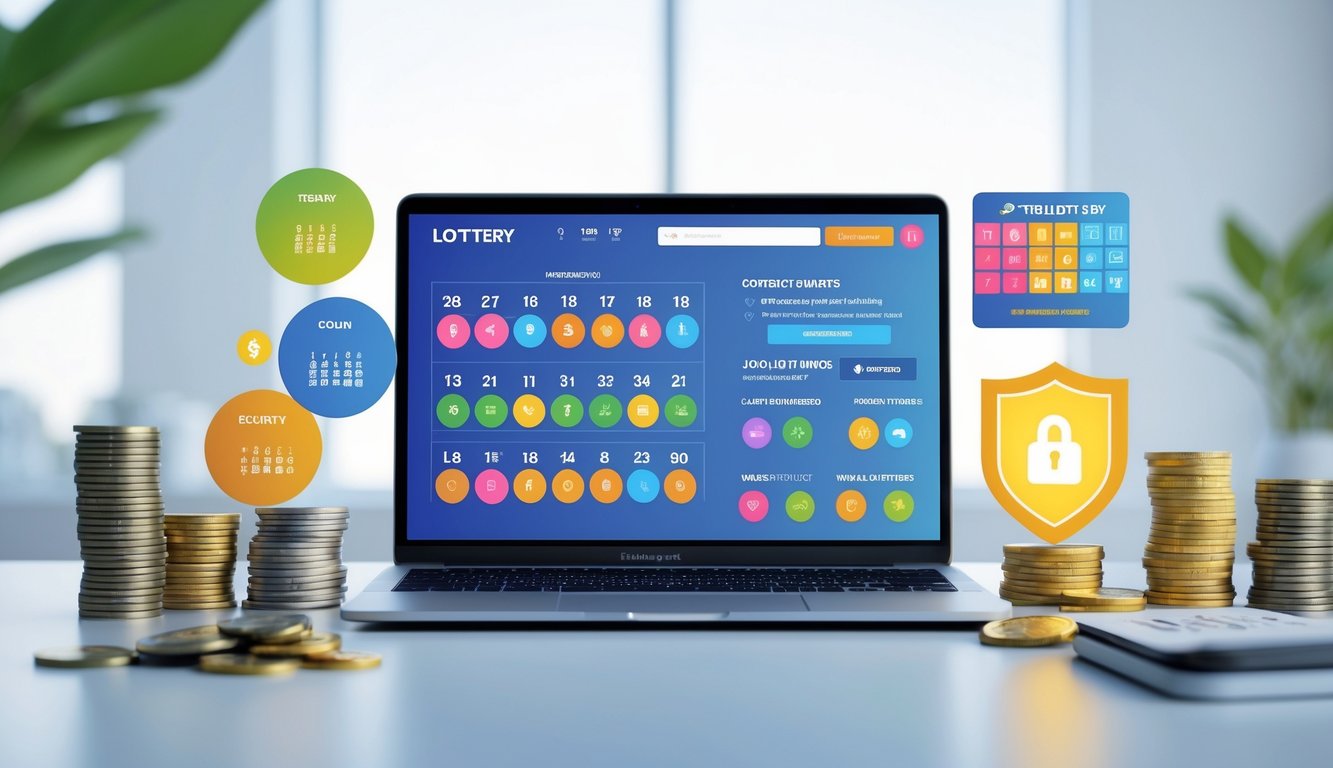 Seorang profesional menggunakan laptop dengan tampilan situs togel online terpercaya dan berbagai simbol pasar togel lengkap setiap hari di sekitarnya.