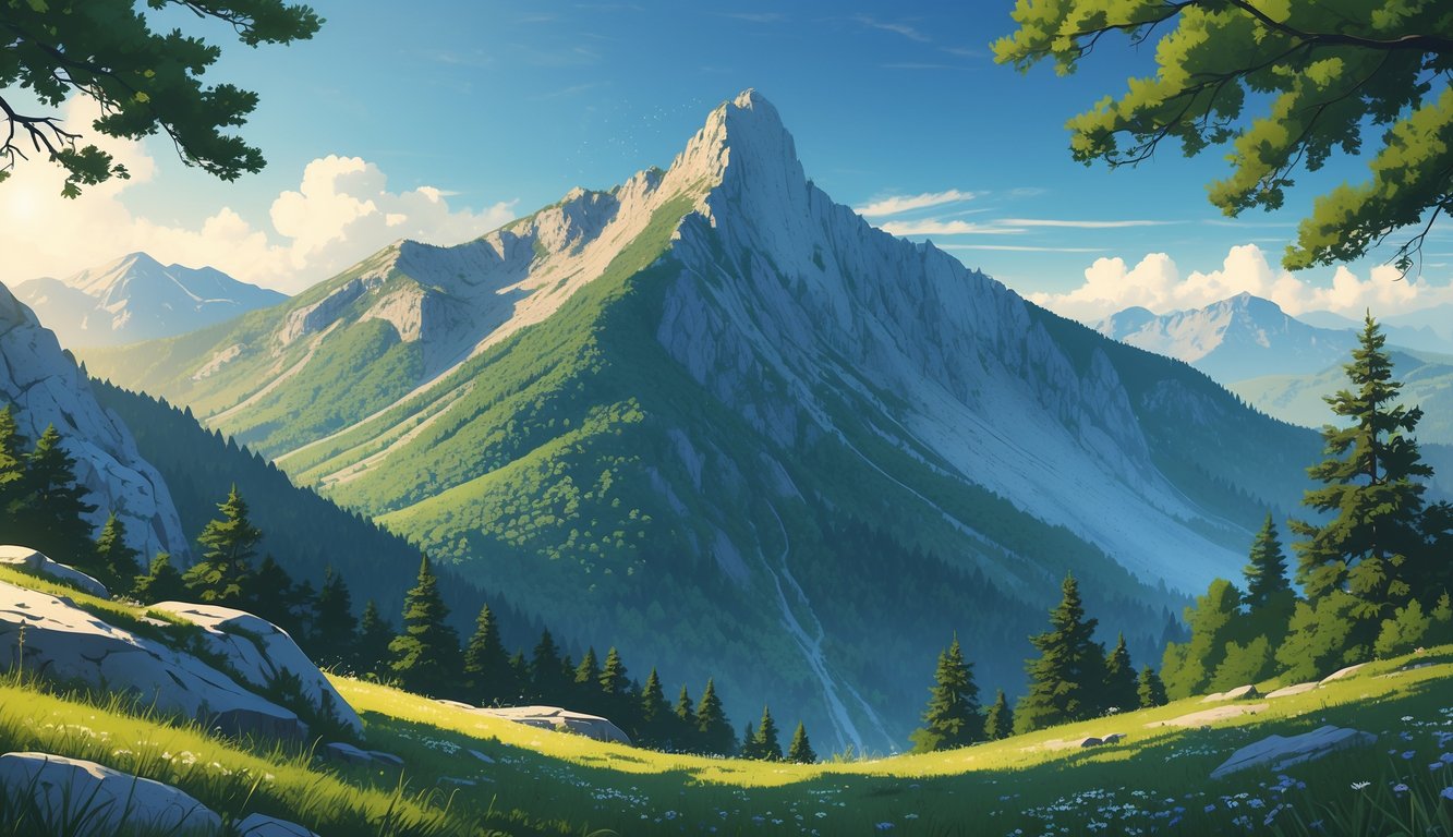 Pogled na planinu Risnjak s vrhom i šumovitim obroncima pod plavim nebom.