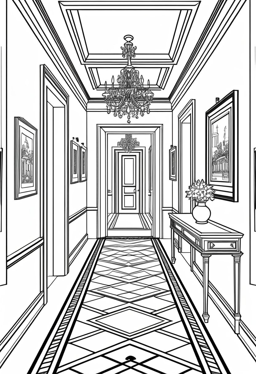 30 Interior Designs Coloring Pages for Creative and Relaxing Home Decor ...