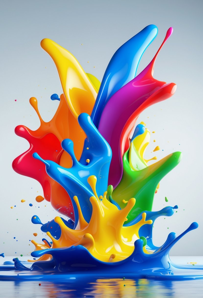 Modern Surrealism Statement Wall Art Ideas: 22 Creative Ways to Transform Your Space 11 A colorful abstract composition with bright splashes of blue, red, yellow, and green on a clean background.