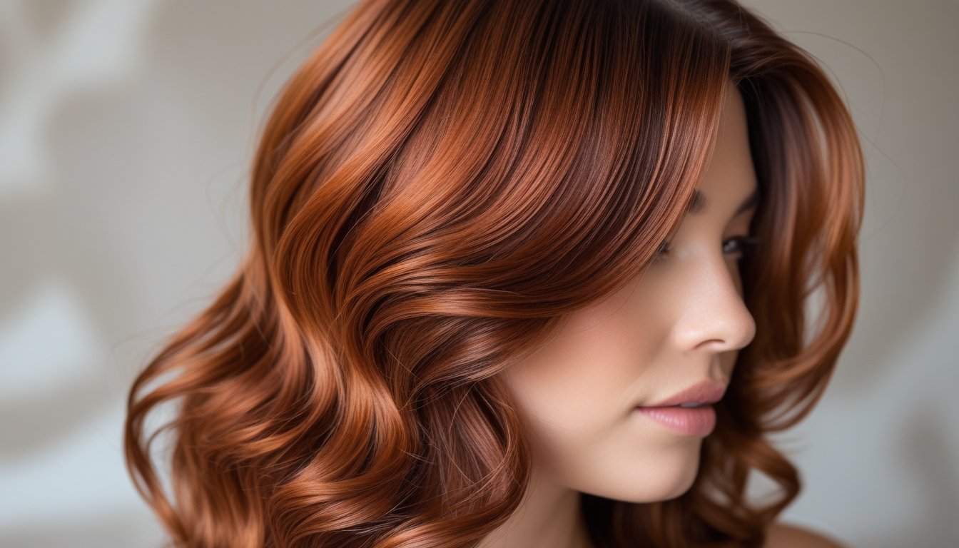 Close-up of a person's hair showing rich and vibrant hair color with natural texture.
