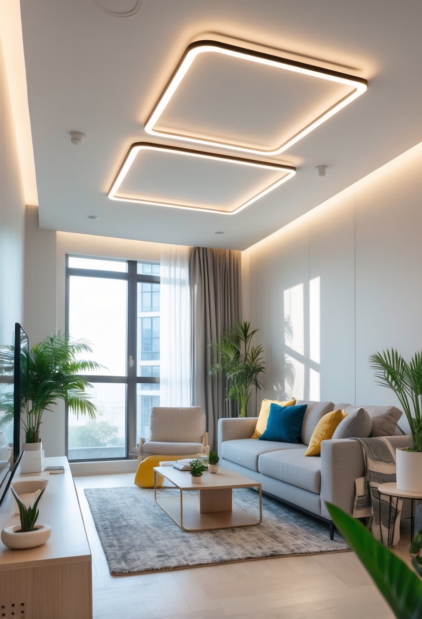 Apartment Makeover Ideas 2026: 22 Stylish Ways To Refresh Your Space 8 A modern living room with new LED light fixtures installed on the ceiling and walls, featuring a bright and cozy interior with natural light and contemporary furniture.