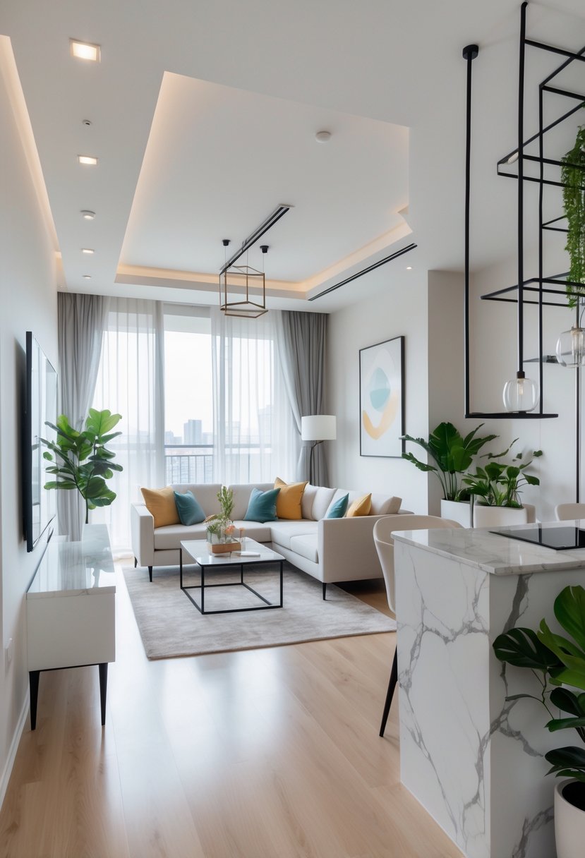 Apartment Makeover Ideas 2026: 22 Stylish Ways To Refresh Your Space 25 A bright and clean modern apartment living area with large windows, sleek furniture, and indoor plants.