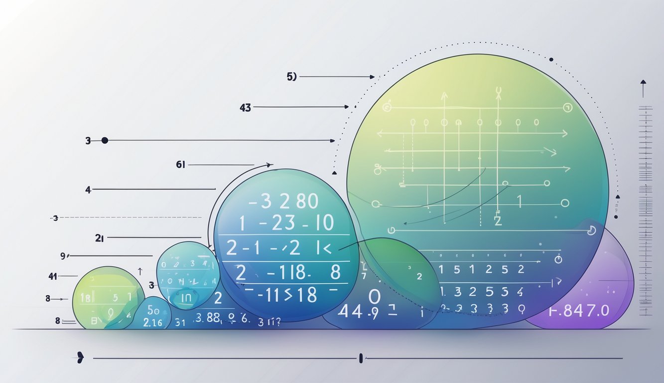 Ilustracija koja prikazuje skup cijelih brojeva unutar većih skupova brojeva, prikazani kao preklapajući krugovi s brojevima i strelicama koje pokazuju proširenje brojevnog sustava.