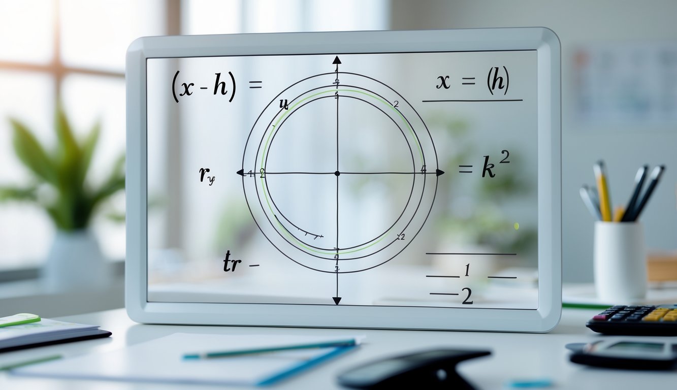 Dijagram kružnice s označenim središtem i polumjerom na ploči u učionici.