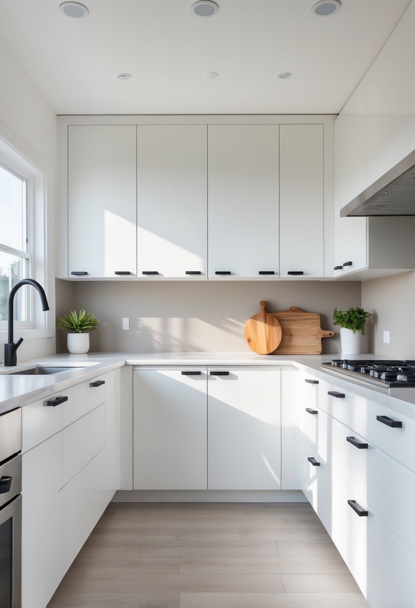 Kitchen Makeover Ideas 2026: 22 Inspiring Ways To Refresh Your Space 7 A modern kitchen with white cabinets featuring matte black handles and natural light coming through a window.