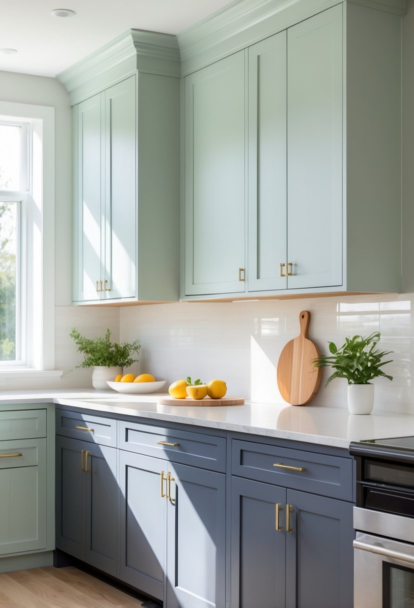 Kitchen Makeover Ideas 2026: 22 Inspiring Ways To Refresh Your Space 8 A modern kitchen with two-tone painted cabinets, natural light, and a clean countertop with kitchen accessories.