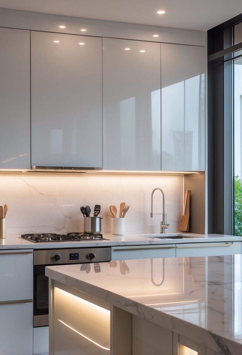 Kitchen Makeover Ideas 2026: 22 Inspiring Ways To Refresh Your Space 9 Modern kitchen with under-cabinet LED lighting illuminating the countertop beneath white cabinets.