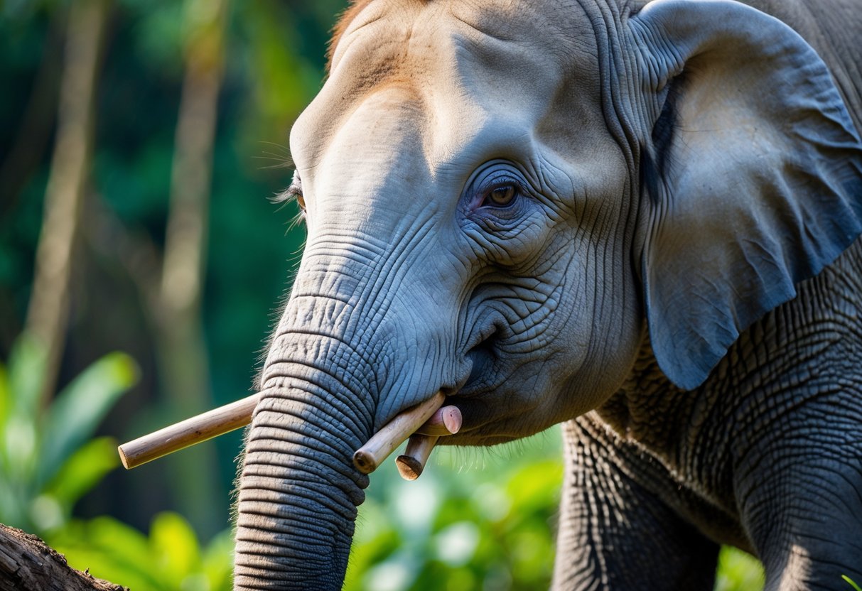 A dolphin in clear ocean water appearing to interact thoughtfully with its surroundings.