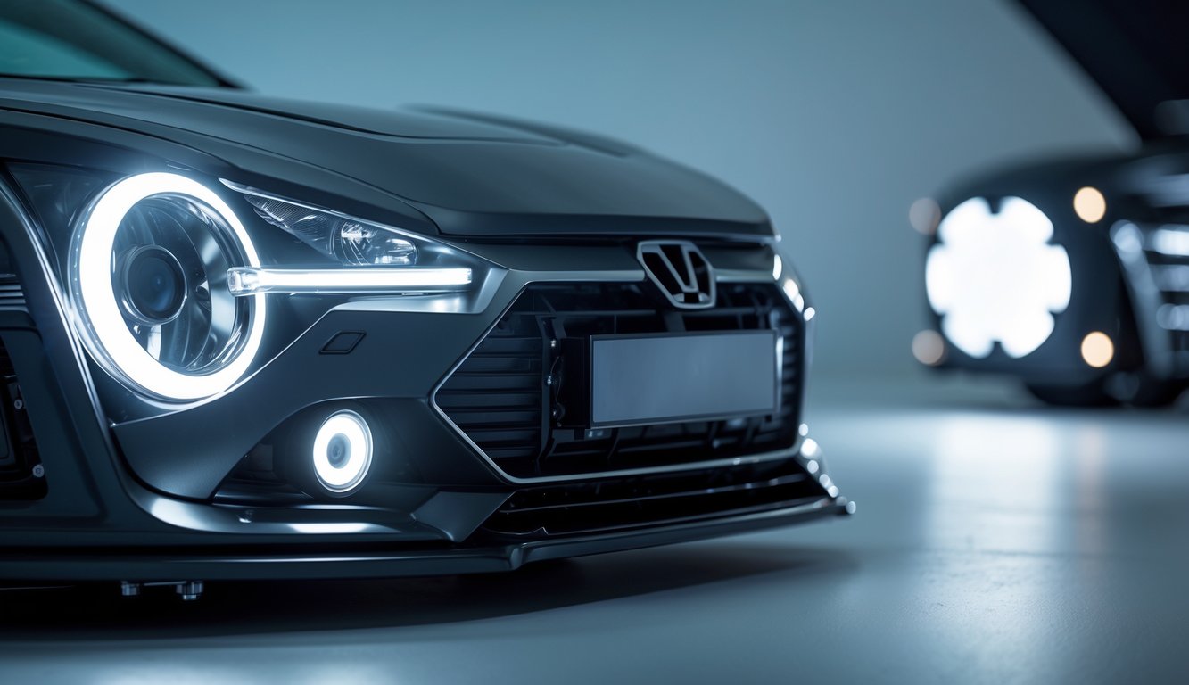 Lampu LED mobil berkualitas premium dengan cahaya putih terang dan desain modern.