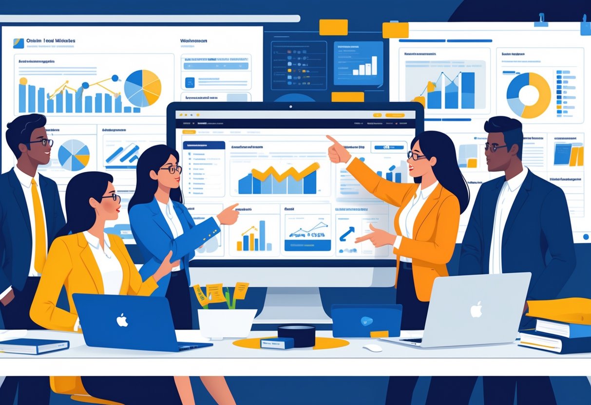 How to Audit Your Current Real Estate Website Before You Rebuild A team of professionals reviewing website analytics and charts on computers in an office setting.