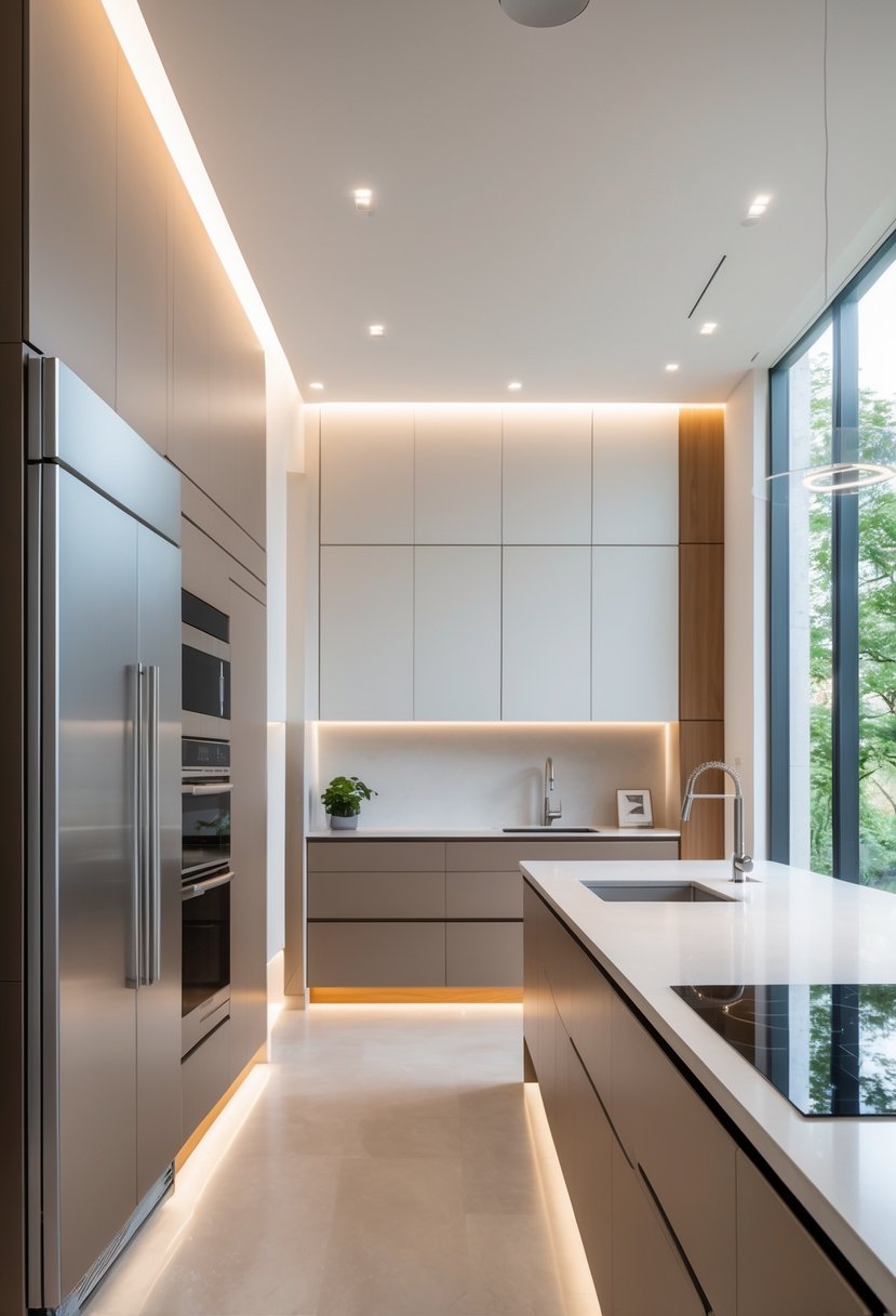 Kitchen Designers Ideas 2026: 23 Expert Concepts for Modern Homes 5 A modern kitchen with integrated appliances seamlessly built into the cabinetry, featuring a clean countertop and natural light.