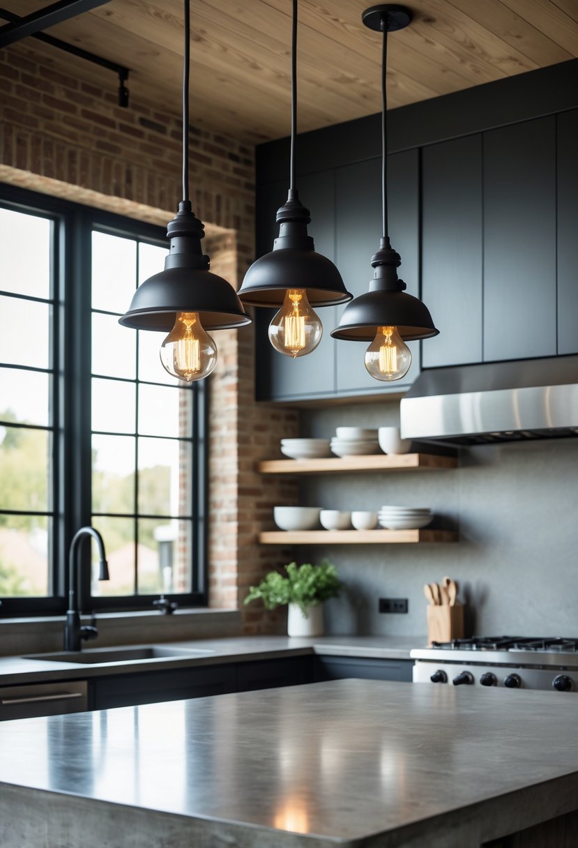 Kitchen Designers Ideas 2026: 23 Expert Concepts for Modern Homes 18 A modern kitchen with a large island illuminated by three hanging pendant lights above it.