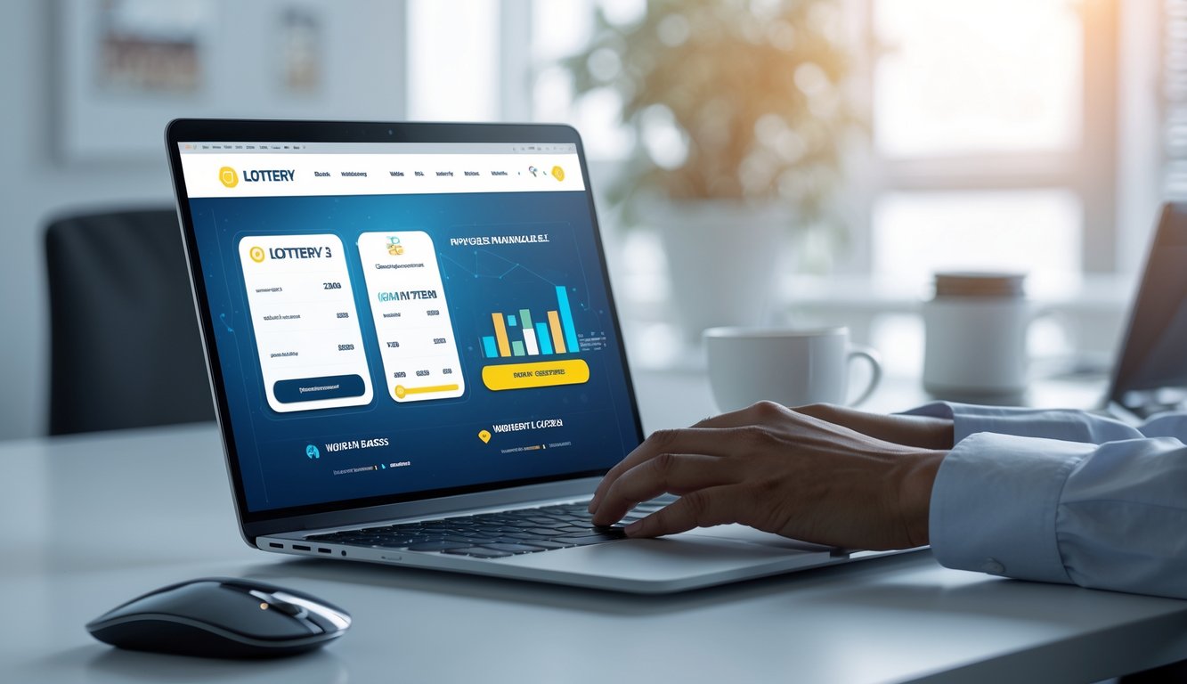 Seorang profesional sedang menggunakan laptop di meja kerja modern dengan suasana kantor yang terang dan rapi.