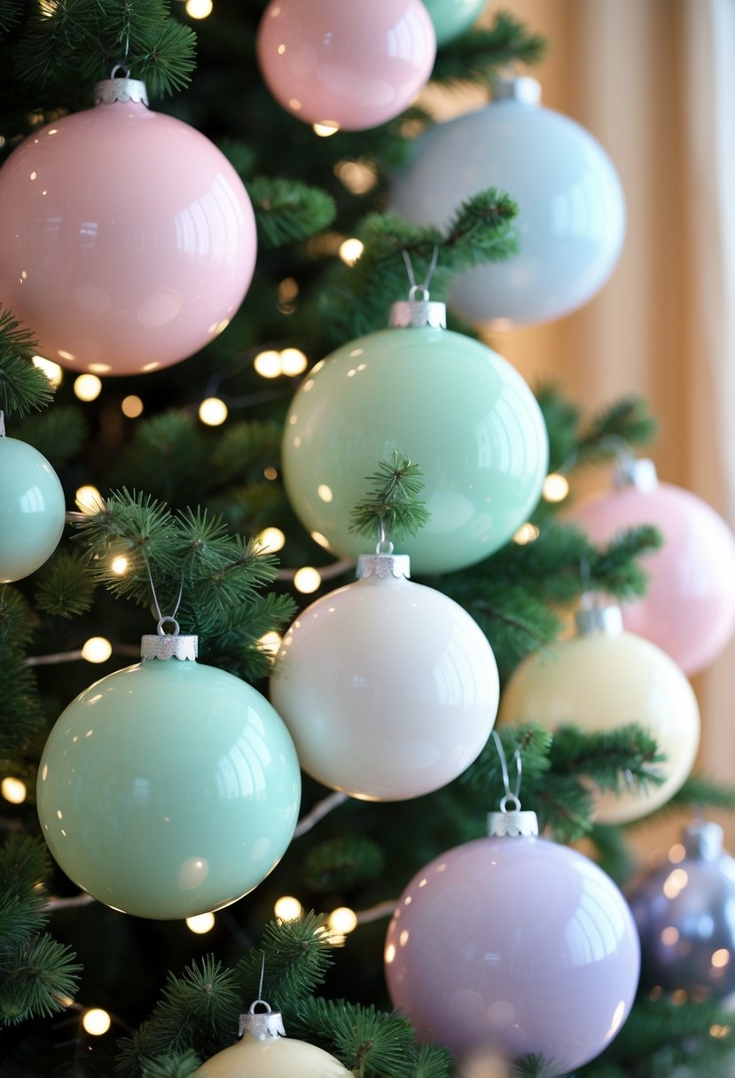 Christmas Tree Decorations Ideas 2025: 22 Stylish Ways To Elevate Your Holiday Décor 10 A Christmas tree decorated with large pastel-colored baubles and glowing fairy lights.