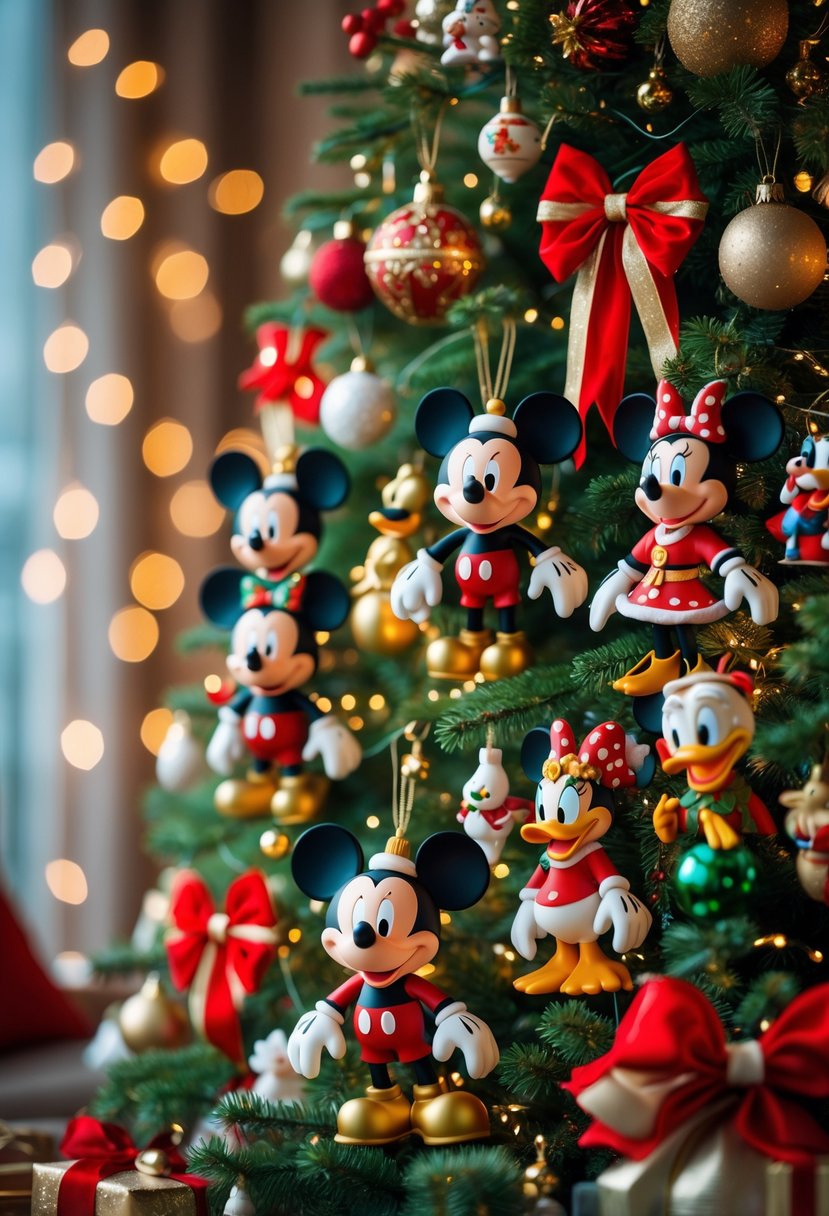 Christmas Tree Decorations Ideas 2025: 22 Stylish Ways To Elevate Your Holiday Décor 13 A Christmas tree decorated with colorful Disney character figurines and warm white lights in a festive setting.