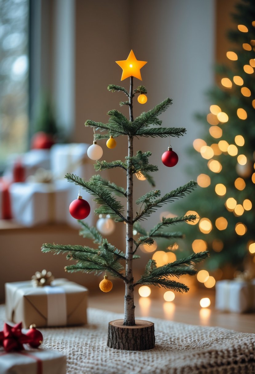 Christmas Tree Decorations Ideas 2025: 22 Stylish Ways To Elevate Your Holiday Décor 22 A small Christmas tree with simple decorations in a cozy indoor setting with soft lighting and holiday elements in the background.