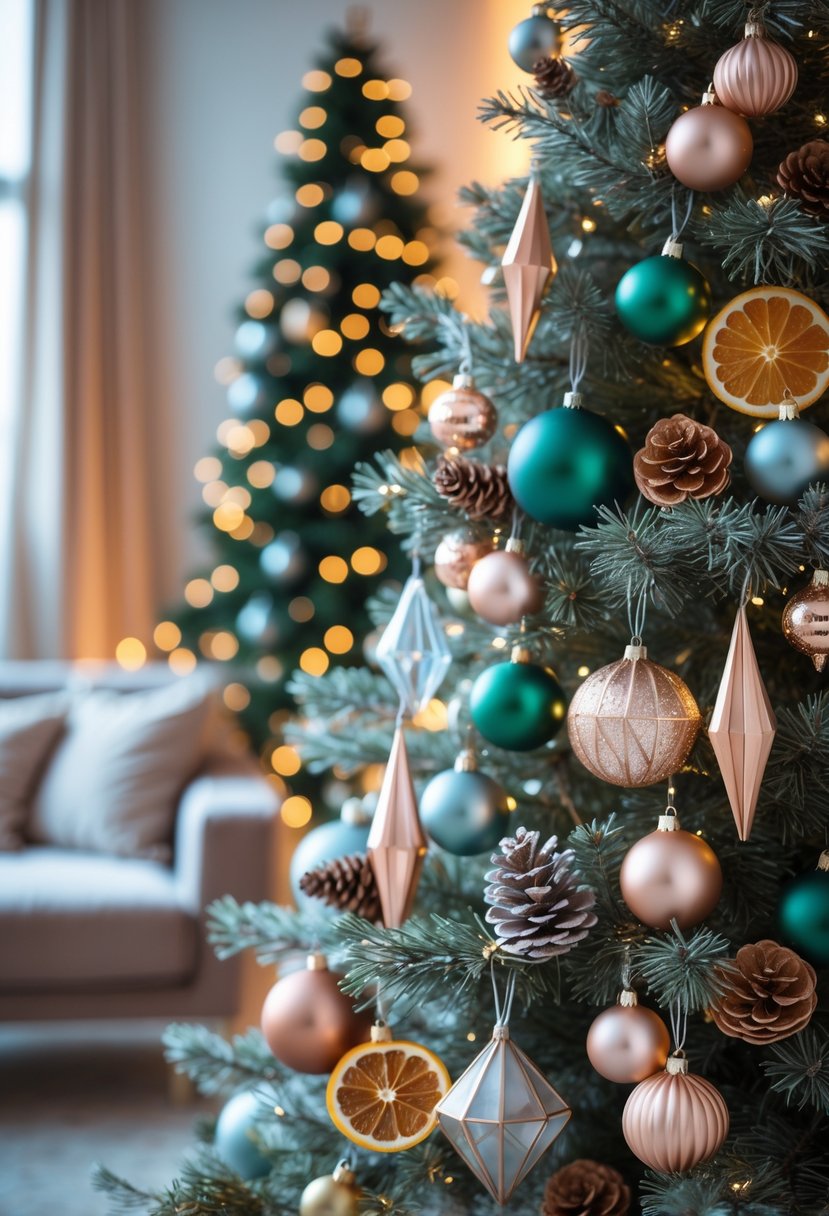 Christmas Tree Decorations Ideas 2025: 22 Stylish Ways To Elevate Your Holiday Décor 26 A decorated Christmas tree with ornaments and lights in a cozy living room.
