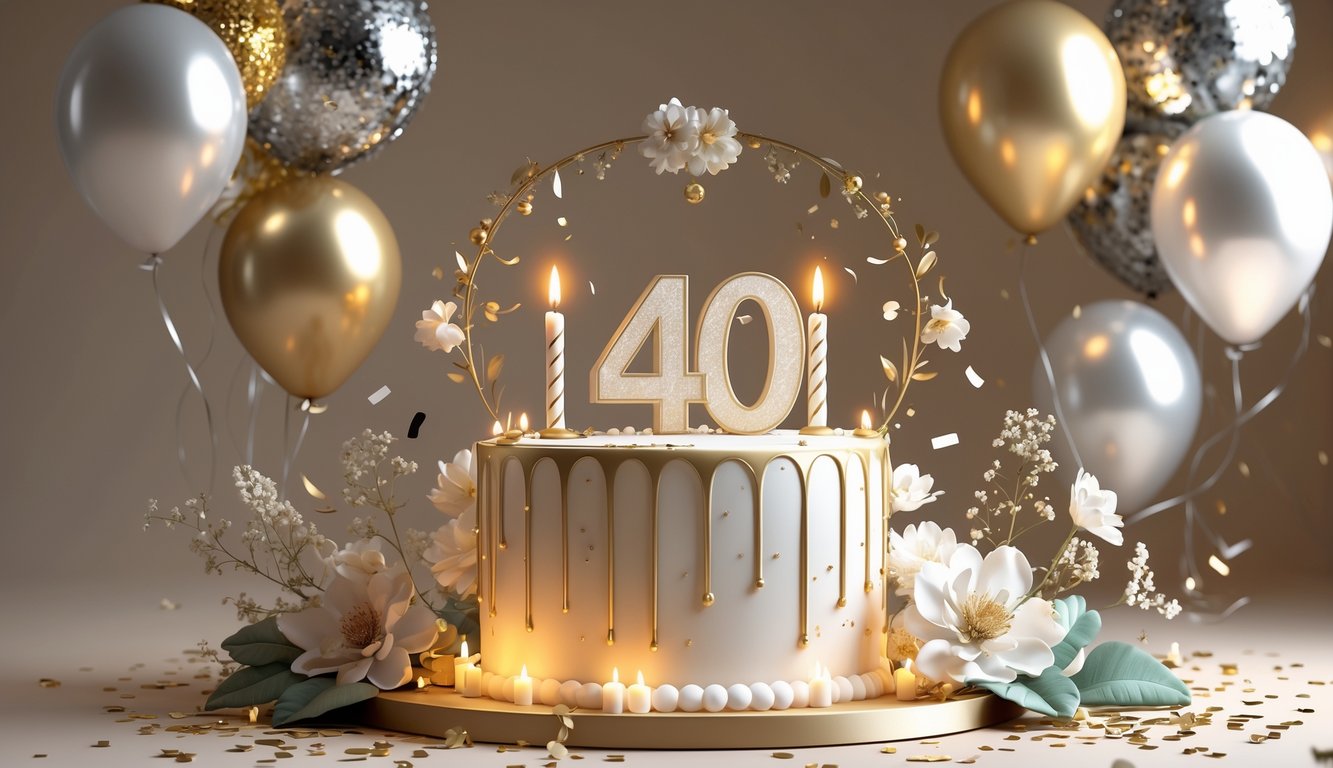 Scena s tortom i ukrasima za proslavu 40. rođendana.