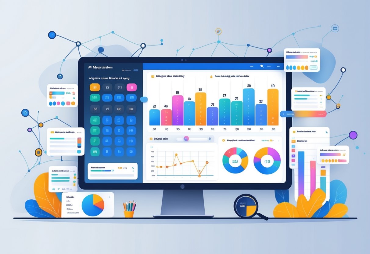 Ilustrasi meja kerja dengan layar digital menampilkan grafik dan pola angka yang sering keluar pada lotere Malaysia Magnum 4D.