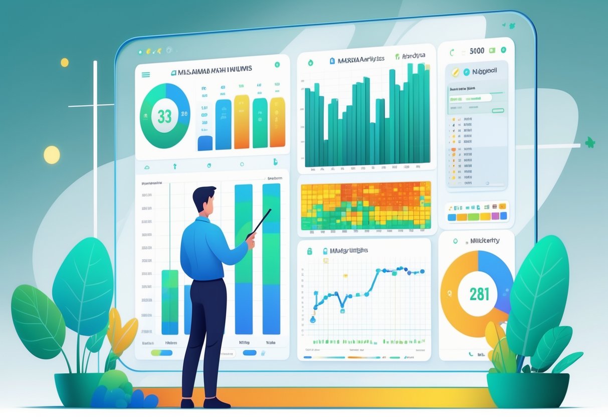Seorang analis sedang bekerja dengan layar digital yang menampilkan grafik dan pola angka terkait analisis statistik nomor undian Malaysia Magnum 4D.