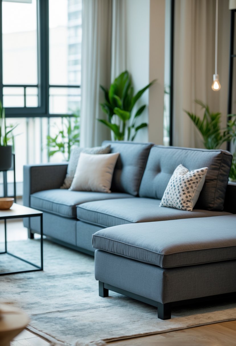 Apartment Living Room Designs 2026: 22 Modern Ideas for Stylish Urban Spaces 8 Small apartment living room with a compact sectional sofa and natural light coming through windows.