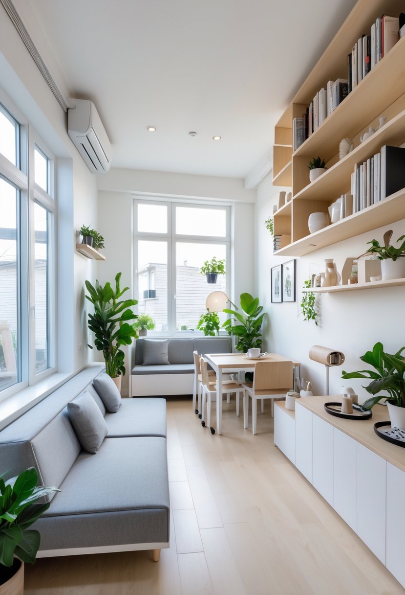 Compact Living Room Ideas 2026: 22 Smart Designs for Modern Small Spaces 25 A compact living room with multifunctional furniture, natural light, and organized storage solutions.