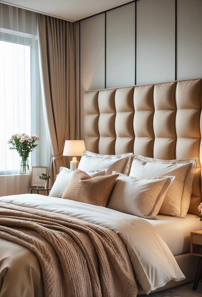 Cozy Bedroom Ideas 2026: 22 Stylish Ways To Create A Warm And Inviting Space 16 A cozy bedroom with a soft padded headboard, a neatly made bed, and warm natural lighting.