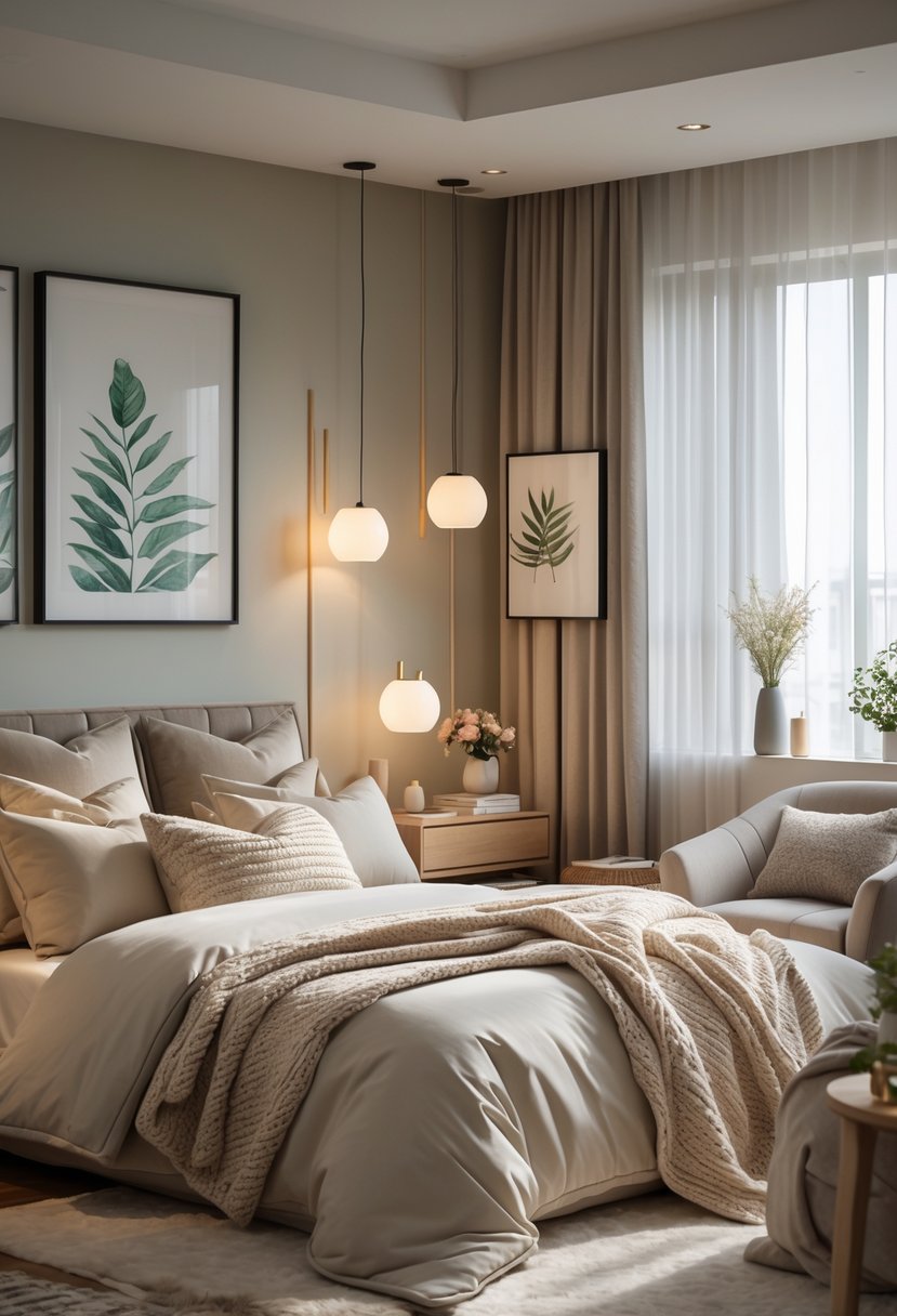 Cozy Bedroom Ideas 2026: 22 Stylish Ways To Create A Warm And Inviting Space 25 A cozy bedroom with a large bed, soft bedding, wooden nightstands, natural light, and warm decorative elements.