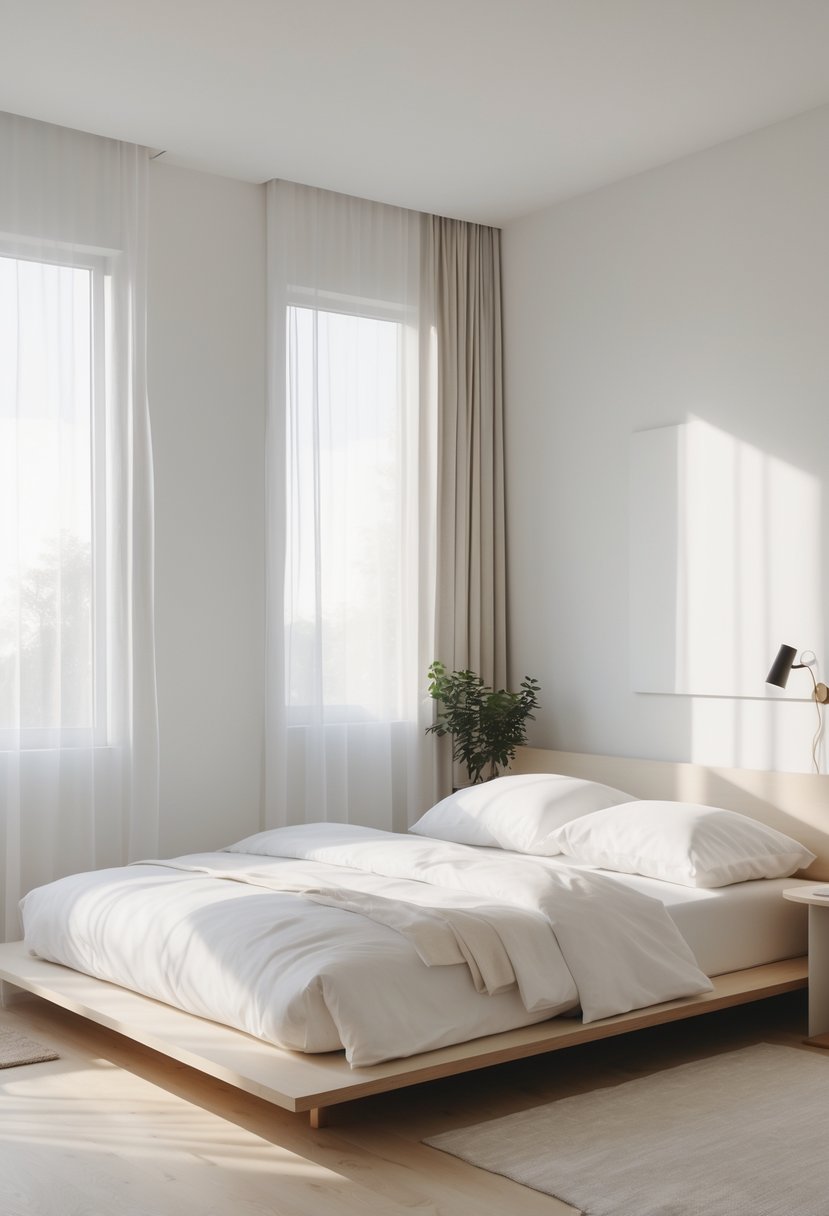 Minimalists Bedroom Ideas 2026: 21 Modern Designs for a Calm and Functional Space 22 A clean and simple bedroom with a neatly made bed, natural light, and no visible electronics or cables.