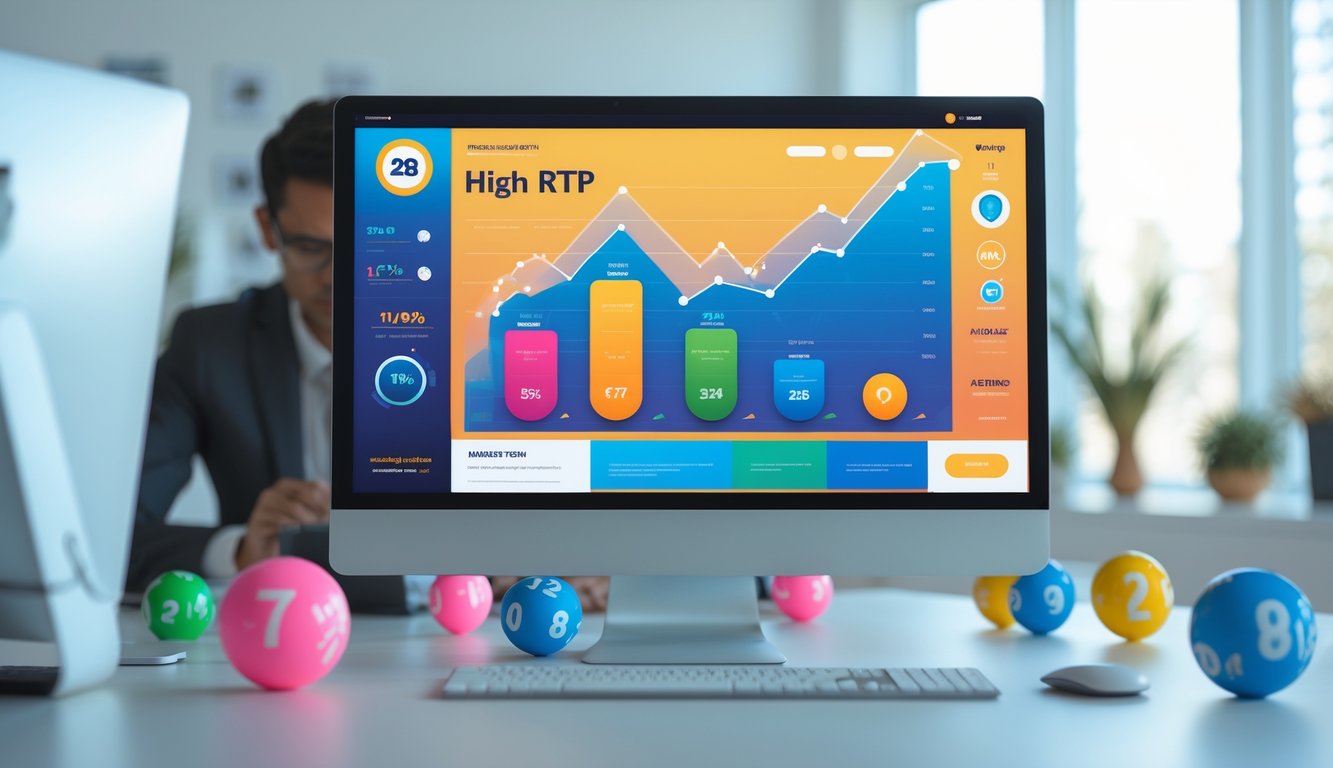 Seseorang sedang melihat layar komputer yang menampilkan grafik dan data terkait situs togel dengan RTP tinggi di sebuah kantor modern.