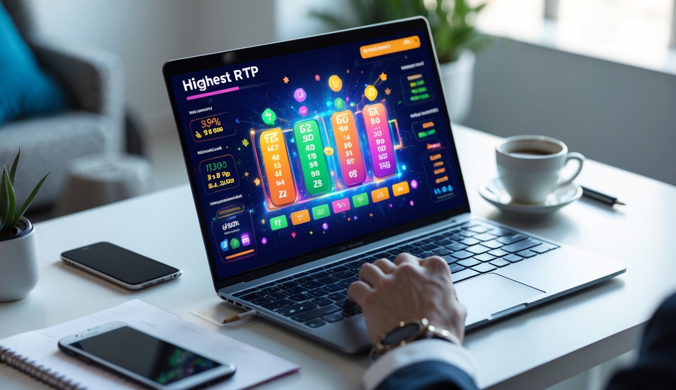 Seorang profesional menggunakan laptop dengan tampilan antarmuka lotere online yang menunjukkan grafik dan angka yang mewakili peluang menang tinggi.