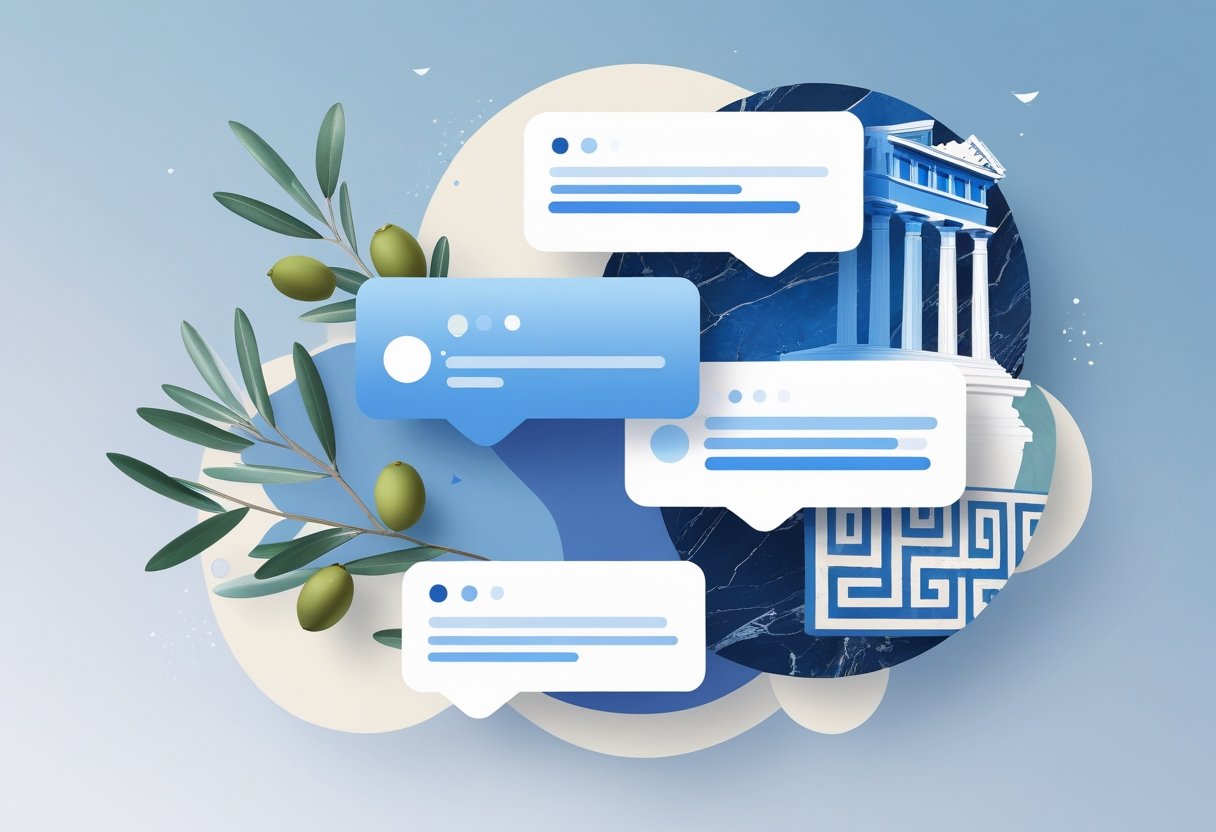 Ένα φιλικό ψηφιακό περιβάλλον συνομιλίας με στοιχεία από την αρχαία ελληνική τέχνη και πολιτισμό.