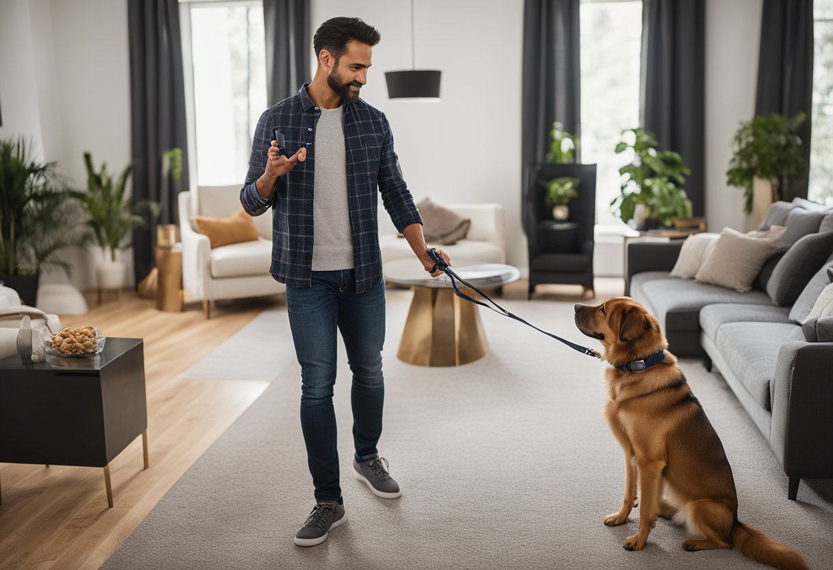 Leash training shop in house