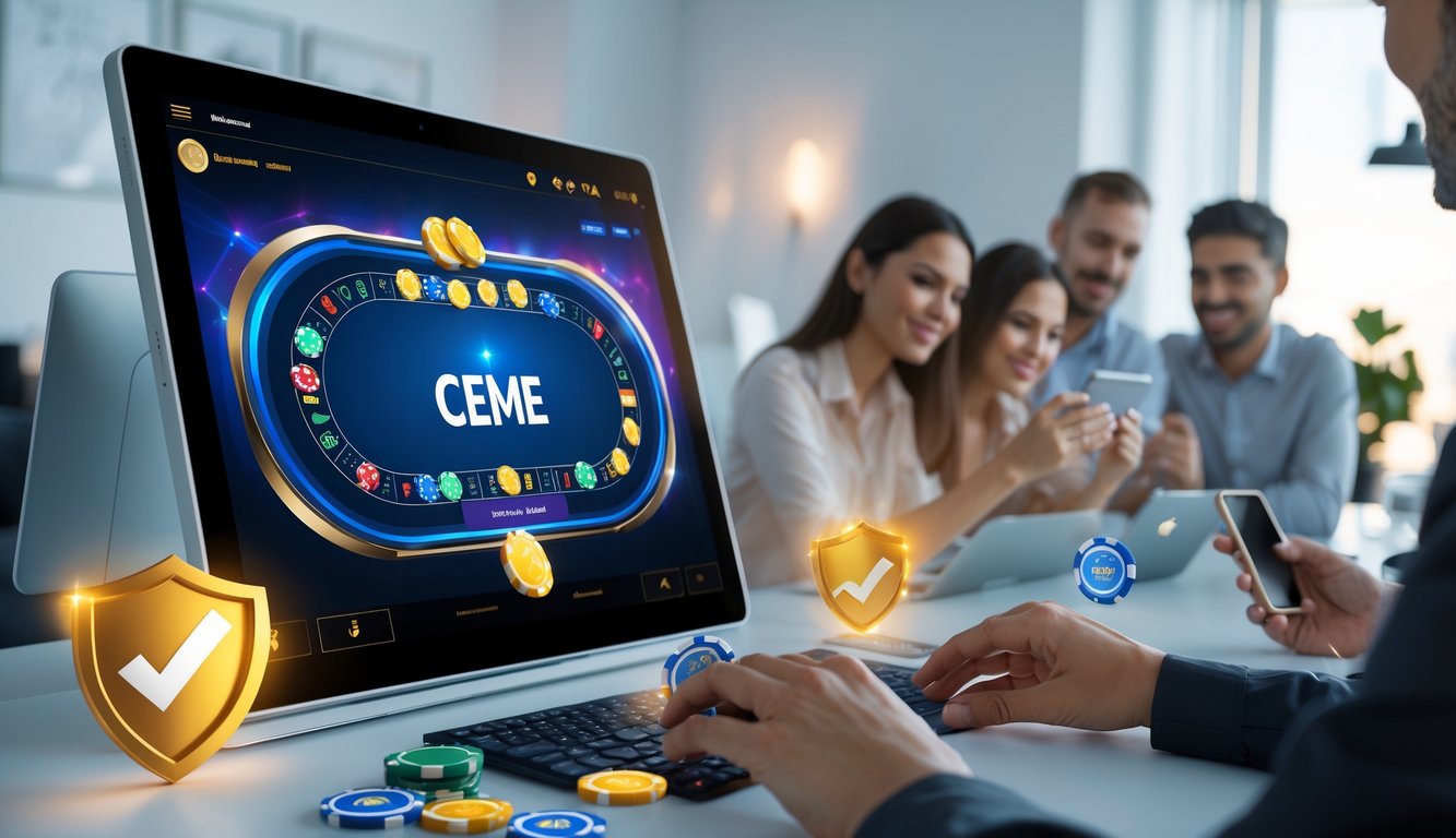 Seseorang menggunakan perangkat digital untuk bermain permainan kartu Ceme online di lingkungan yang nyaman dan terpercaya.