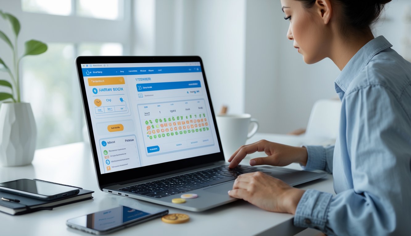 Seseorang sedang menggunakan laptop di meja kerja dengan tampilan situs togel online yang aman dan terpercaya.