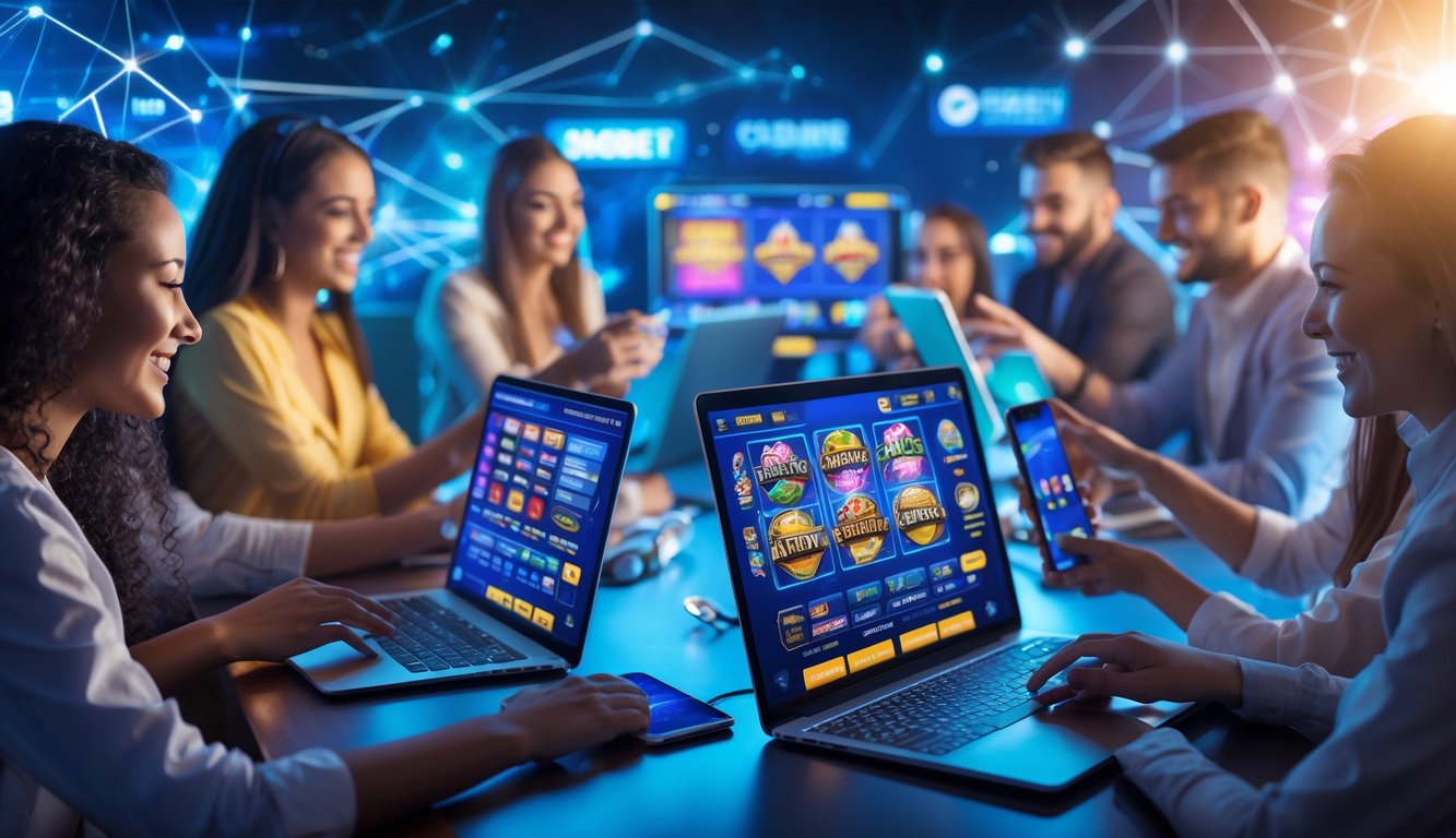 Beberapa orang menggunakan perangkat digital untuk bermain berbagai jenis permainan online yang seru dan beragam.