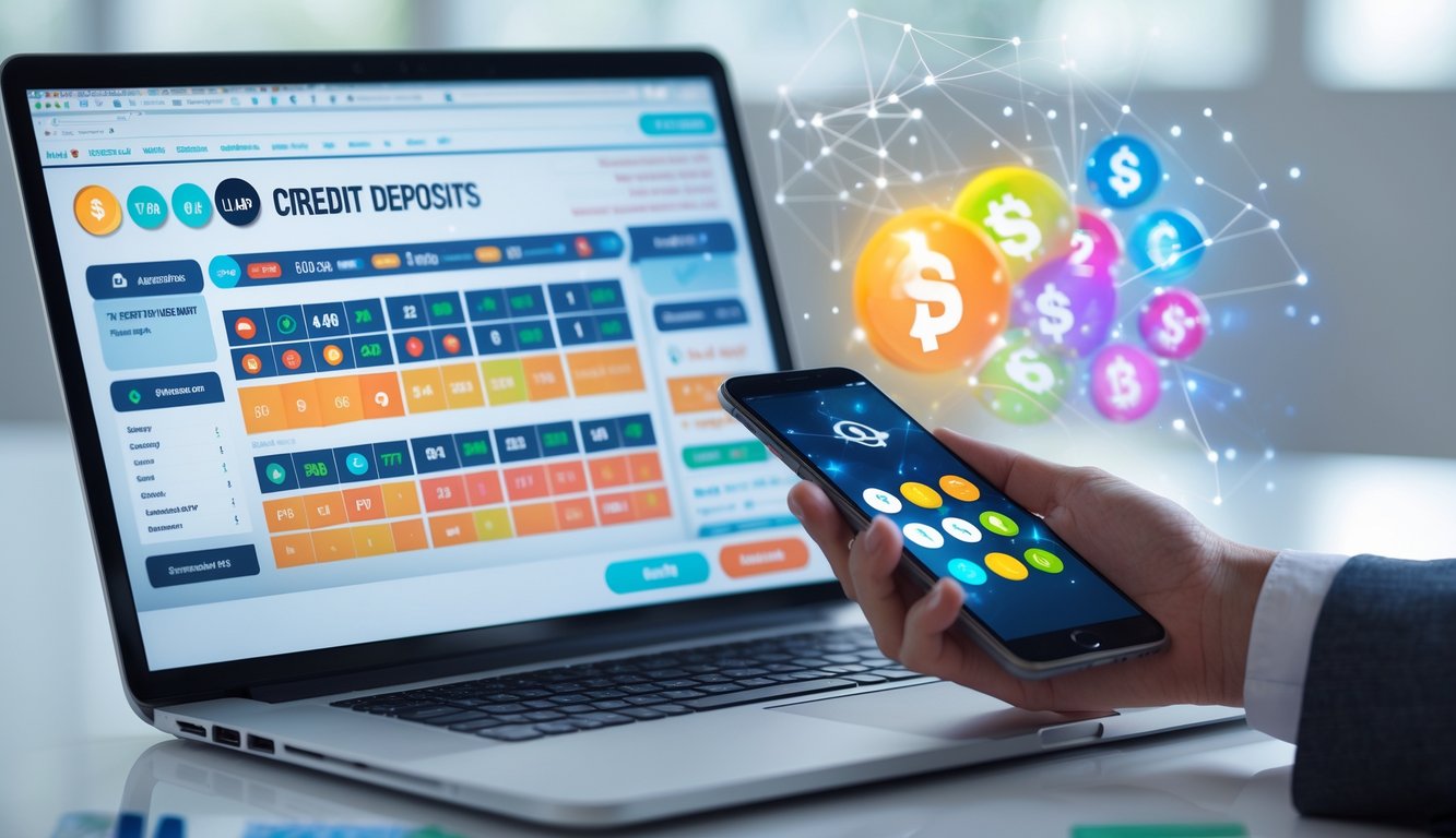 Seseorang menggunakan laptop dan ponsel untuk melakukan transaksi deposit pulsa pada layanan togel online.