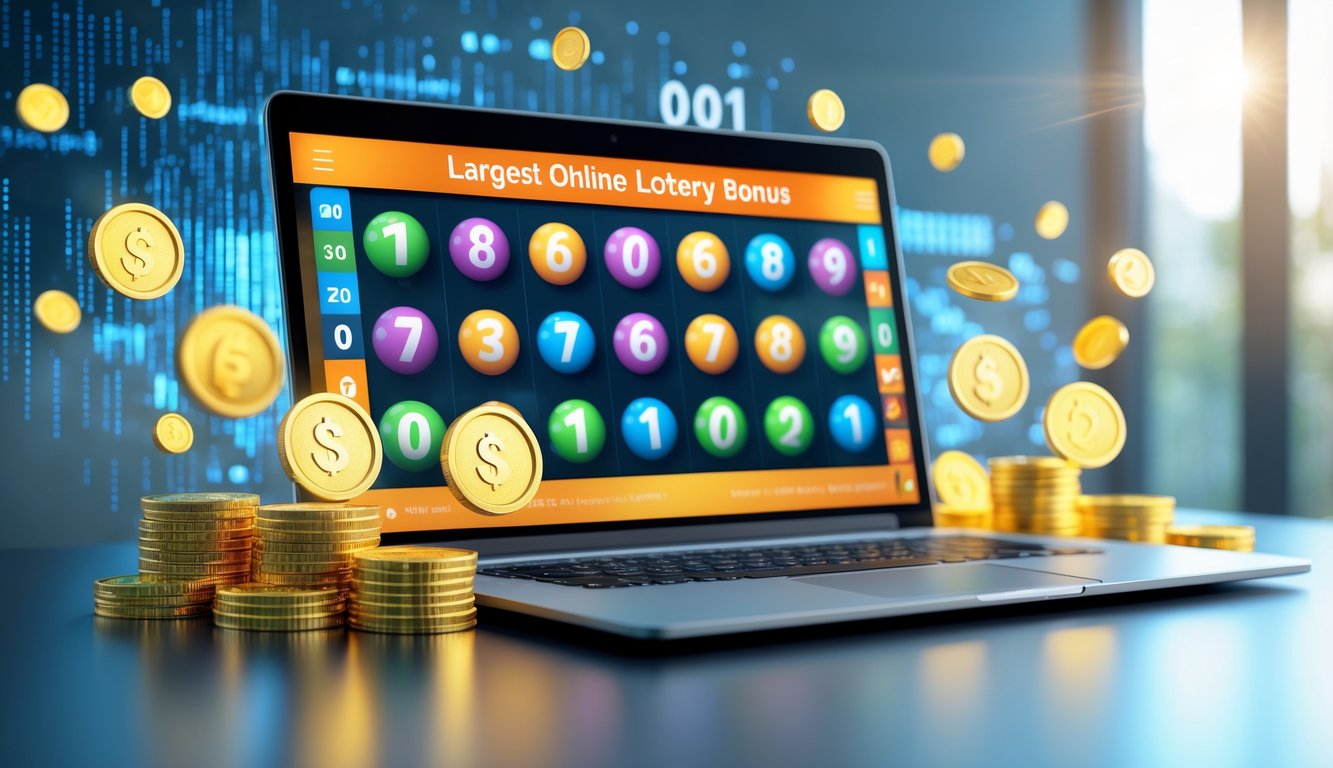 Sebuah perangkat digital dengan tampilan antarmuka togel online yang menampilkan koin emas dan simbol jackpot di latar belakang modern.