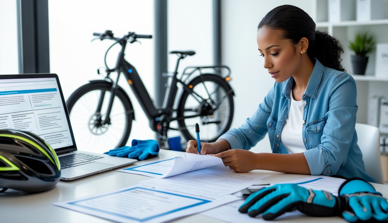 How to Remove Your E-Bikeโs Speed Limit Safely (and Legally) Person reviewing legal documents and safety gear next to an electric bike in a bright workspace.