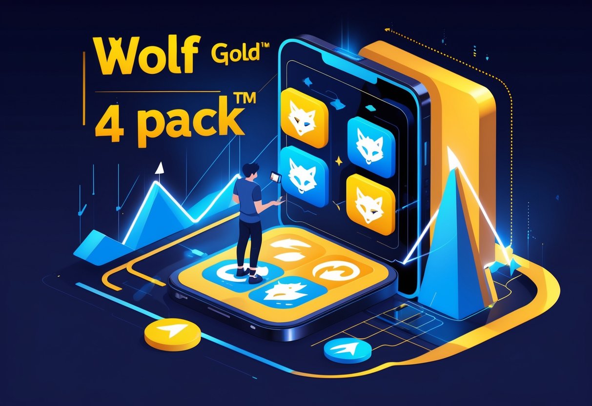 Seorang pemain sedang berinteraksi dengan permainan bertema serigala dengan empat ikon serigala yang menonjol di layar digital.