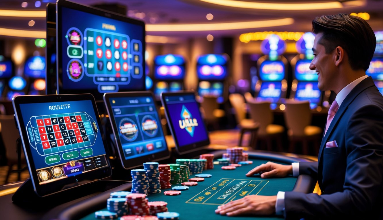 Adegan kasino langsung online dengan dealer profesional dan meja permainan yang lengkap.