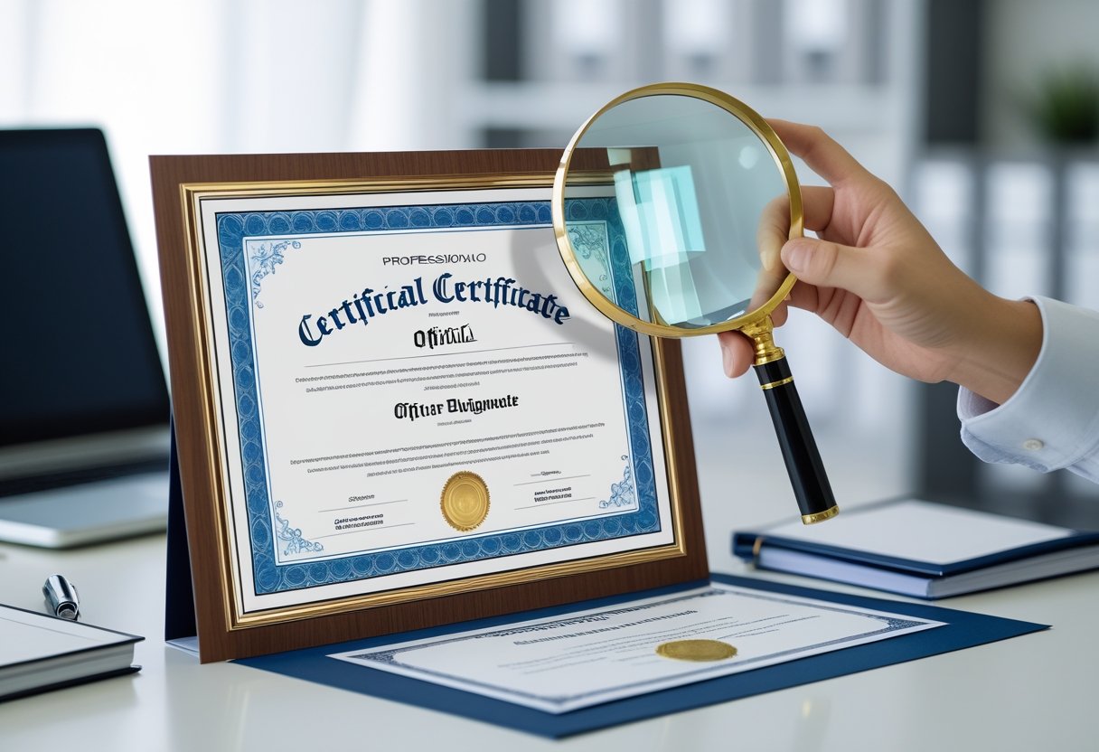 مدرکی رسمی روی میز با دست در حال بررسی آن با ذره‌بین