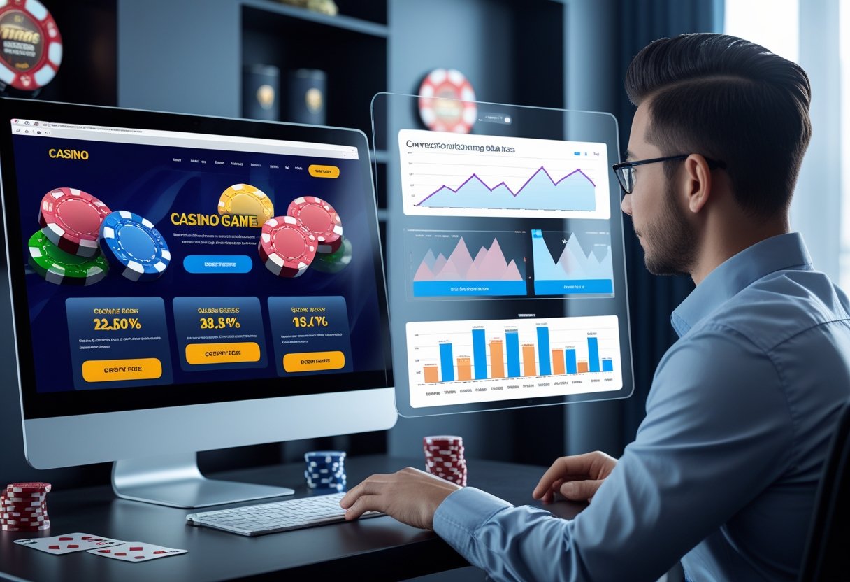 A person analyzing casino website 