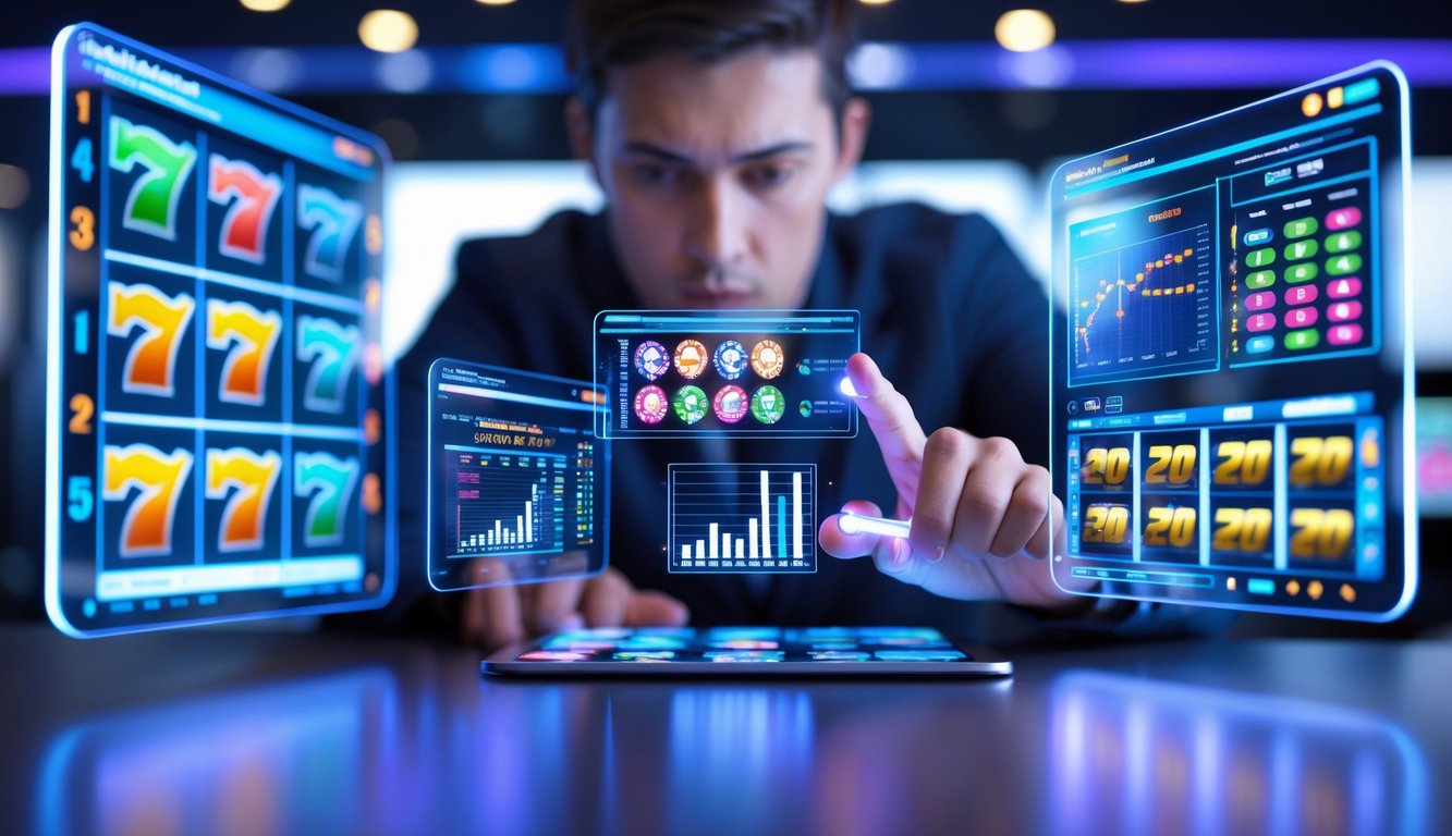 Seseorang sedang menganalisis data pola putaran pada layar digital di ruang kerja modern.